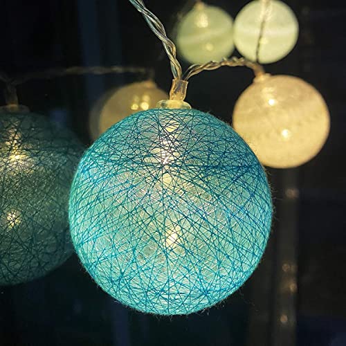 Cotton Ball Lichterkette - 3,8M 20 LED Kugel Lichterketten mit Stecker für Innen