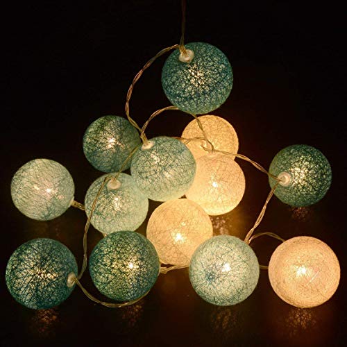 Cotton Ball Lichterkette - 3,8M 20 LED Kugel Lichterketten mit Stecker für Innen