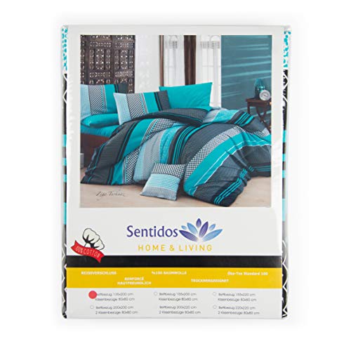 Sentidos Bettwäsche-Set 4teilig Renforcé Baumwolle mit Reißverschluss Bett-Bezug