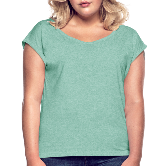 Frauen T-Shirt Trending mit gerollten Ärmeln - Minze meliert