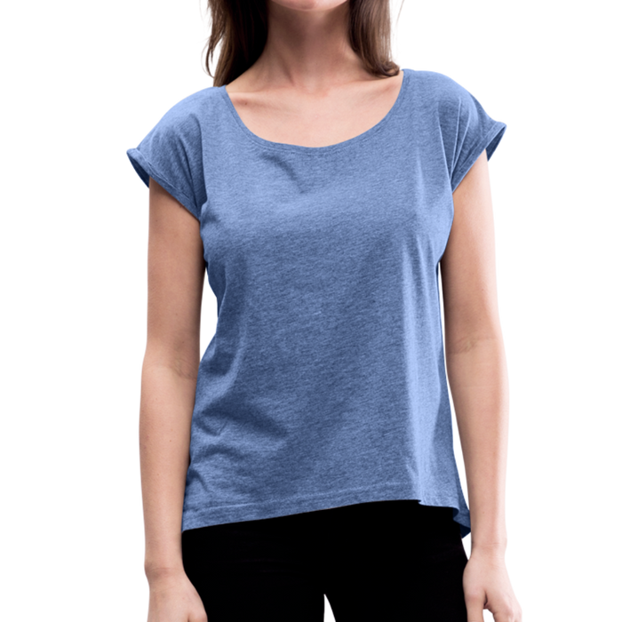 Frauen T-Shirt Trending mit gerollten Ärmeln - Denim meliert