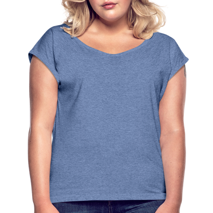 Frauen T-Shirt Trending mit gerollten Ärmeln - Denim meliert