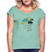 LOVE RAIN - Frauen T-Shirt mit gerollten Ärmeln - Minze meliert